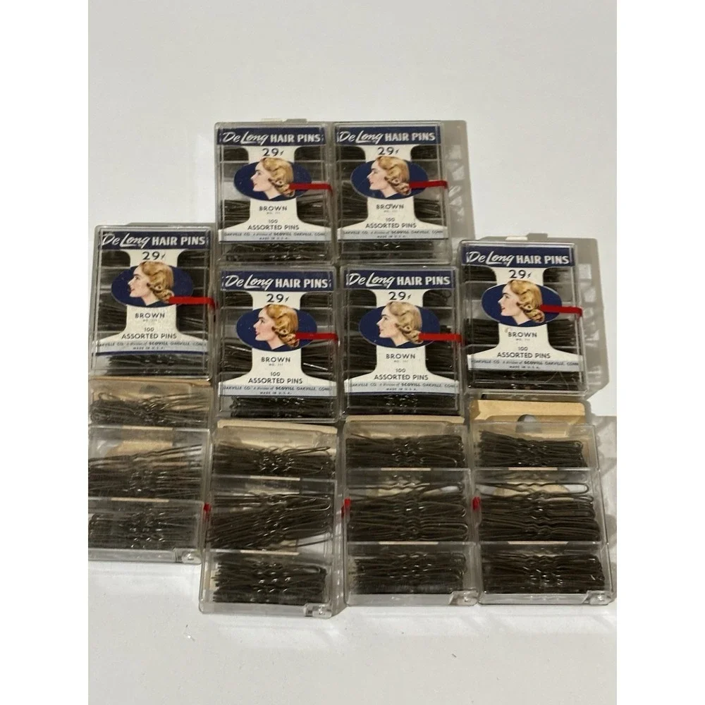 10 Box VINTAGE‎ DELONG Brown HAIR PINS NO 111 100 Units Each Box NOS